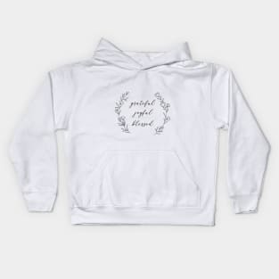 Grateful Joyful Blessed Floral Wreath Kids Hoodie